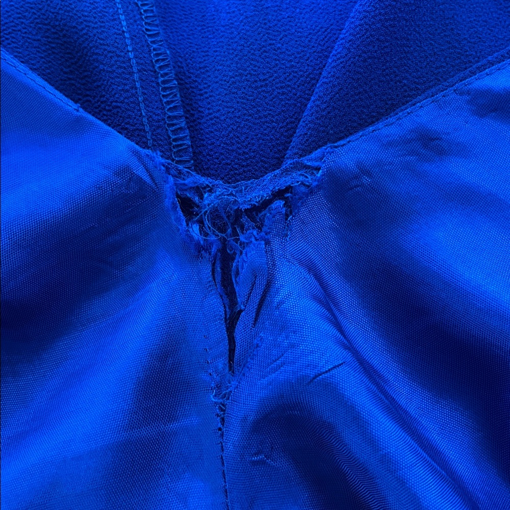 After Dark Vintage Long Sleeve Maxi Cape Dress, Royal Blue with Lace Detail 18WP - Picture 15 of 16